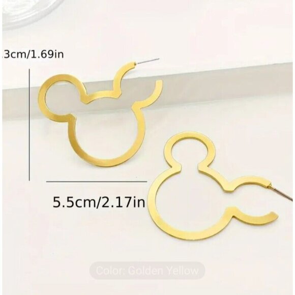 GOLD Outlined Disney MICKEY MOUSE Open-Ear Earrings - Picture 4 of 5